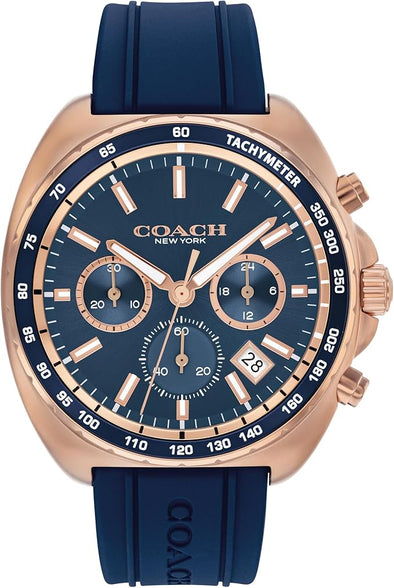 COACH Charter Men's Quartz Chronograph Watch, Silicone Strap, Water-Resistant