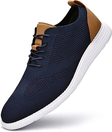 Men's Casual Dress Oxfords Sneakers Mesh Wingtip Business Shoes Lightweight Breathable Dress Shoes for Men