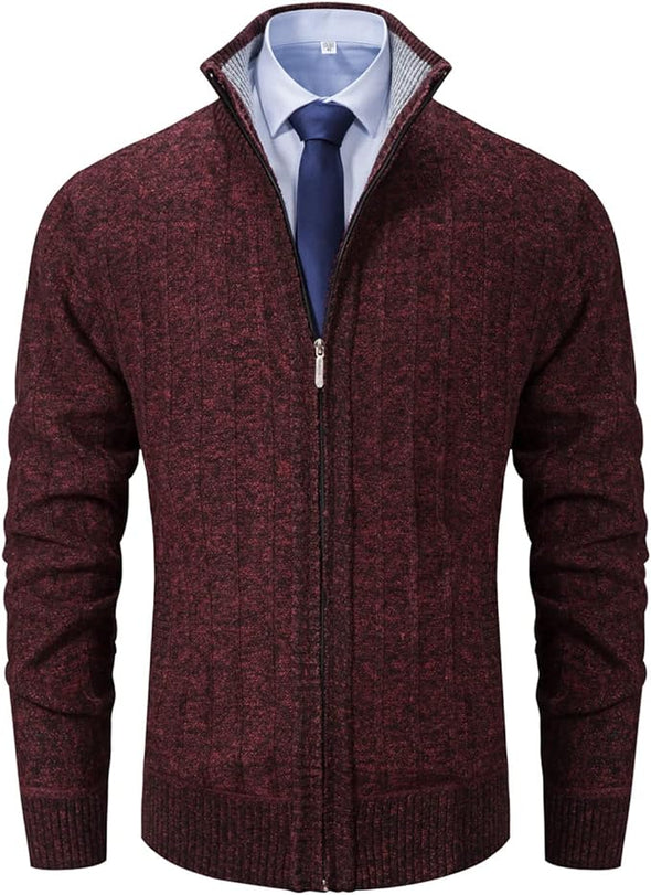 Men's Sweaters Full Zip Slim Thick Knitted Cardigan Sweaters Jacket with Pockets