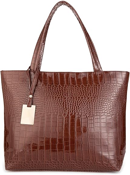 Womens Crocodile Large Tote Handbag Purse Shoulder Bag Travel Satchel Handbag