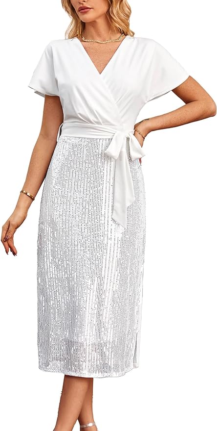 Women's Work Pencil Dress Wedding Guest Office Dresses Cocktail Party Long Sleeve