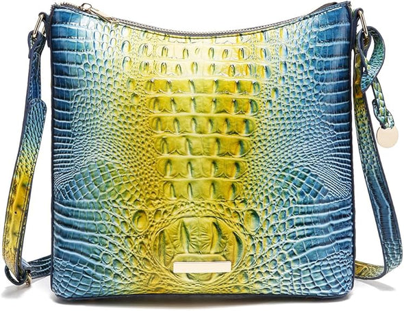 Shoulder Crocodile Flat Handbags for Women trendy Ladies Shoulder Bag Embossed Pattern Leather Crossbody Purse