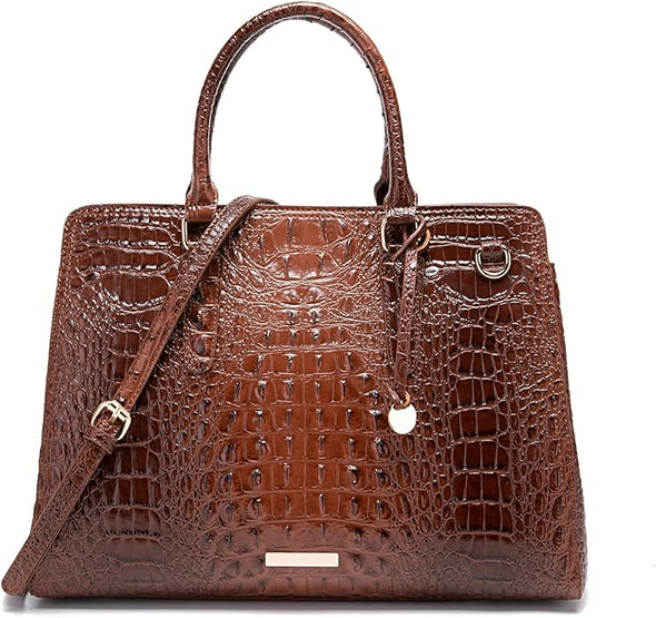 Women's Totes Briefcase for Work Waterproof Shoulder Bag Large Capacity Crocodile Embossed Vegan Leather Handbag