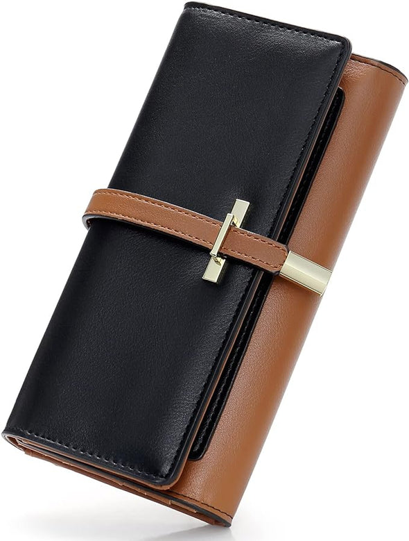 Women Wallet Leather Trifold Large