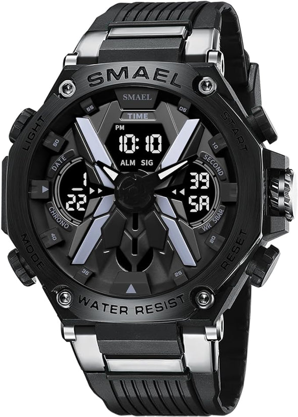 Men's Watches Sports Outdoor Waterproof Military Watch Date Multi Function Tactics LED Face Alarm Stopwatch for Men