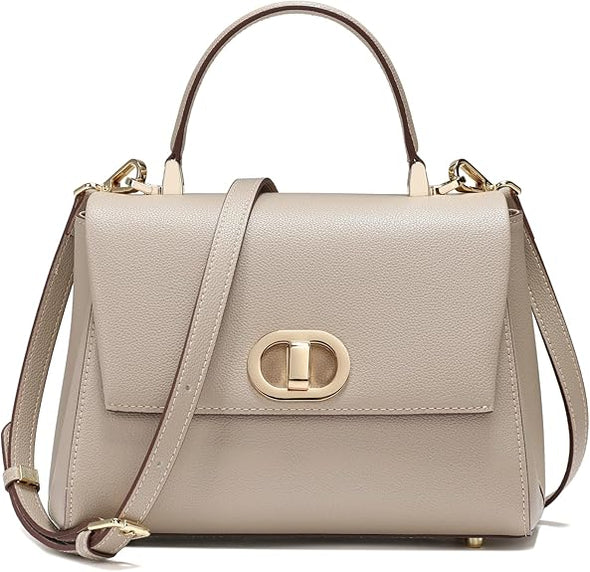 Top Handbag for Women Fashion Leather Tote Handbag Satchel Bag for Ladies Shoulder Bag, Zipper Pocket, Metal Button Lock.