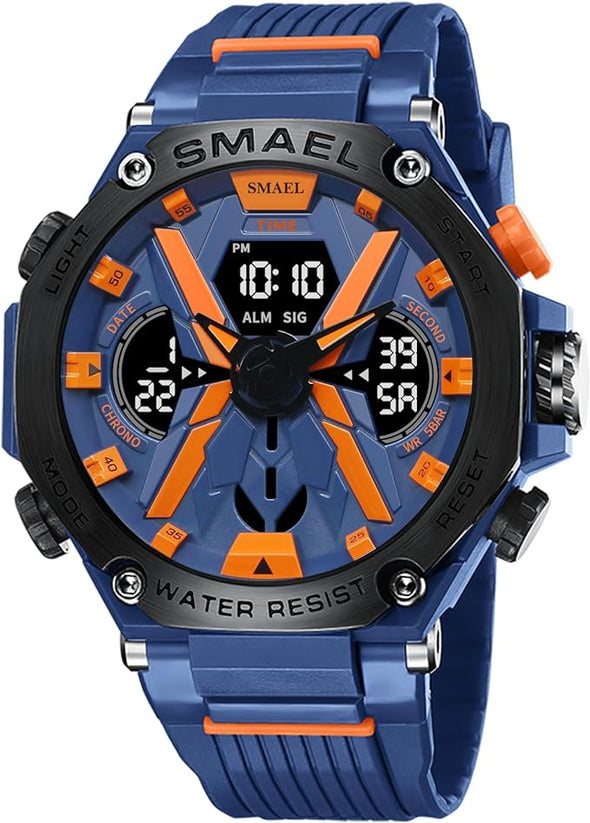 Men's Watches Sports Outdoor Waterproof Military Watch Date Multi Function Tactics LED Face Alarm Stopwatch for Men