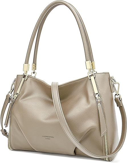 Genuine Leather Tote Handbag, Top-handle Purse and Handbags for Women Satchel Large Shoulder Bag