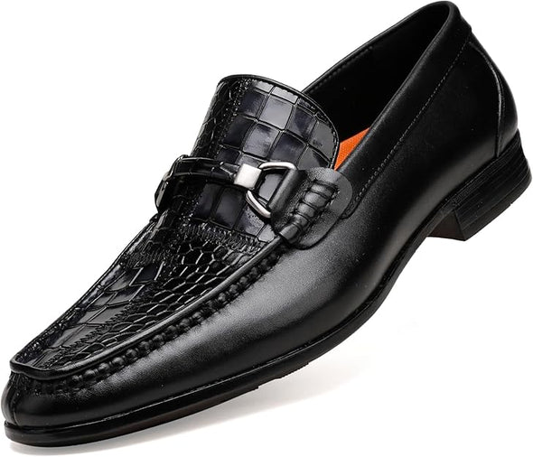 Men's Slip on Oxford Dress Shoes Crocodile Pattern Formal Leather Shoes for Men