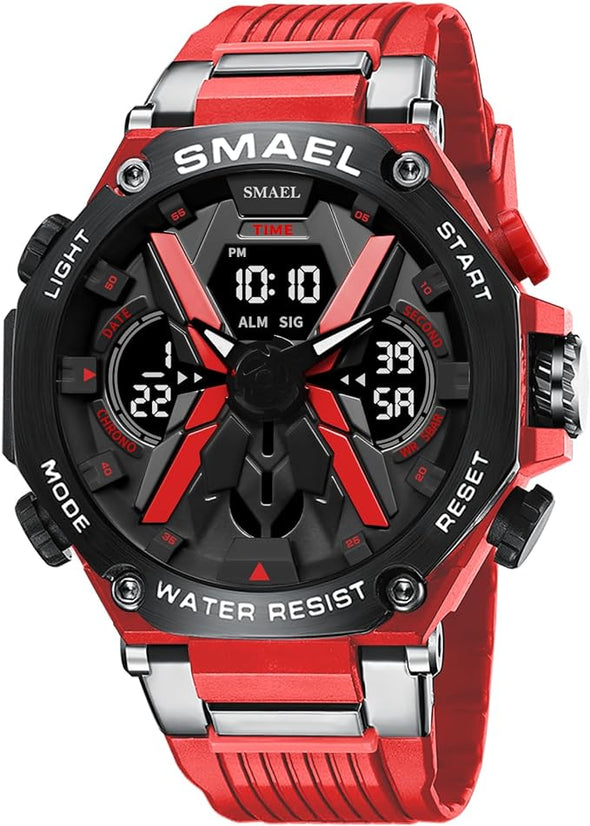 Men's Watches Sports Outdoor Waterproof Military Watch Date Multi Function Tactics LED Face Alarm Stopwatch for Men