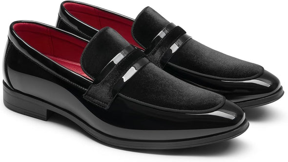 Patent Loafers Classic Velvet Slip-on Dress Shoes