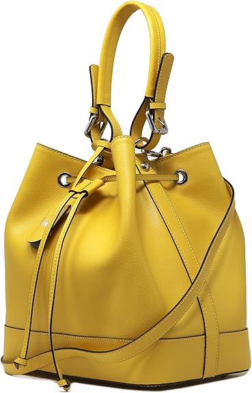 Leather Bucket Tote Bag, Italian Leather Handbag with Double Leather Handles, Made in Italy