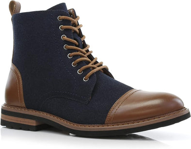 Grey Woolen and Leather Lace-up Fashion Chukka Boots with Zipper Closure