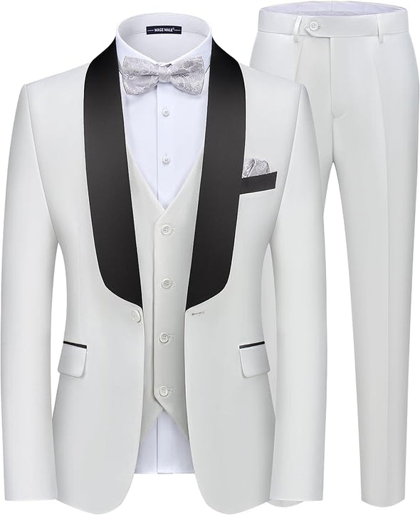 Men's 3 Piece Suit Slim Fit Solid One Button Party Wedding Tuxedo Suits Blazer Jacket Vest Pants Set