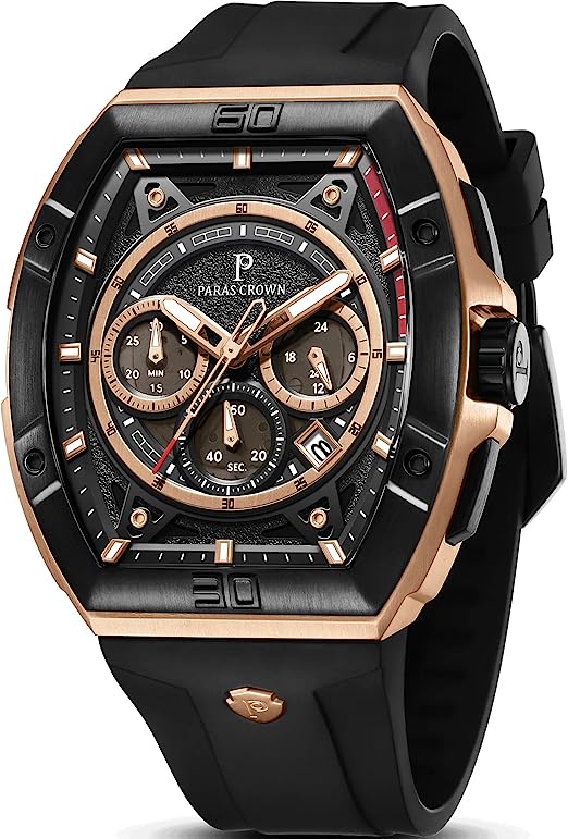 Paras Crown Watch for Men Waterproof Quartz Luxury Chronograph Analog Men's Wrist Watches