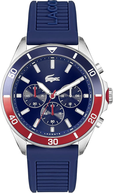 Lacoste Tiebreaker Men's Quartz Chronograph Stainless Steel Case With Blue Silicone Strap