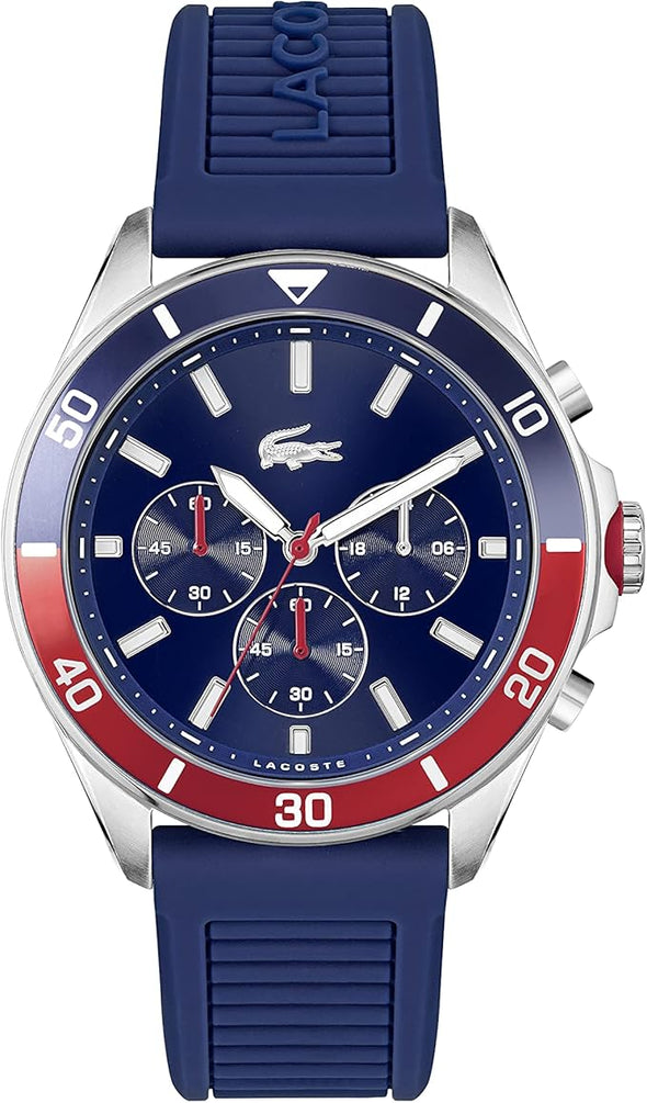 Lacoste Tiebreaker Men's Quartz Chronograph Stainless Steel Case With Blue Silicone Strap