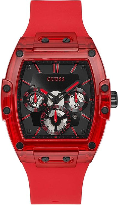 GUESS Men's Polycarbonate Quartz Watch with Silicone Strap
