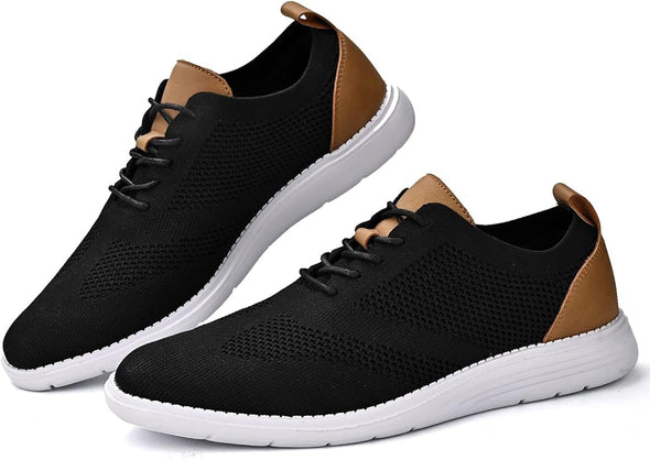 Men's Casual Dress Oxfords Sneakers Mesh Wingtip Business Shoes Lightweight Breathable Dress Shoes for Men