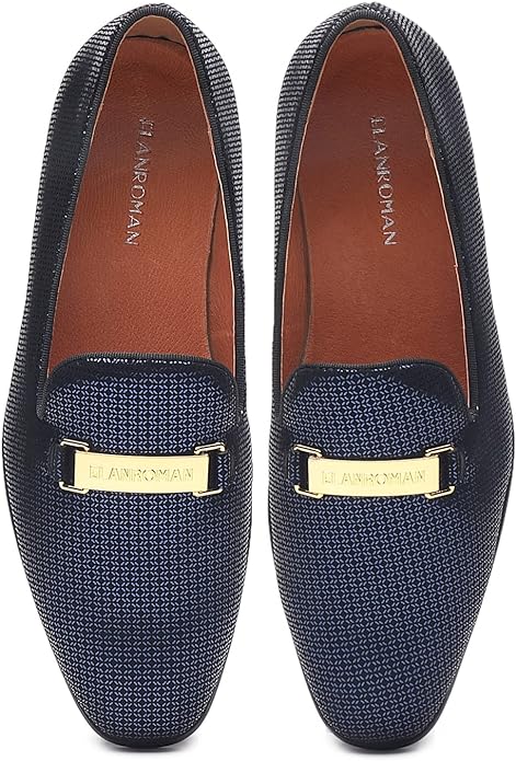 Men's Gold Buckle Loafers Fashion Pull-on Penny Party Wedding Shoes