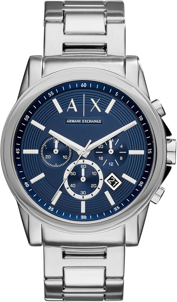 AX Armani Exchange Chronograph Watch for Men with Leather, Stainless Steel Watch