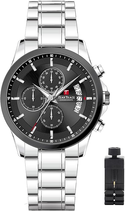 Man Luxury Business Waterproof Stainless Steel Chronograph Quartz Analog Wristwatch