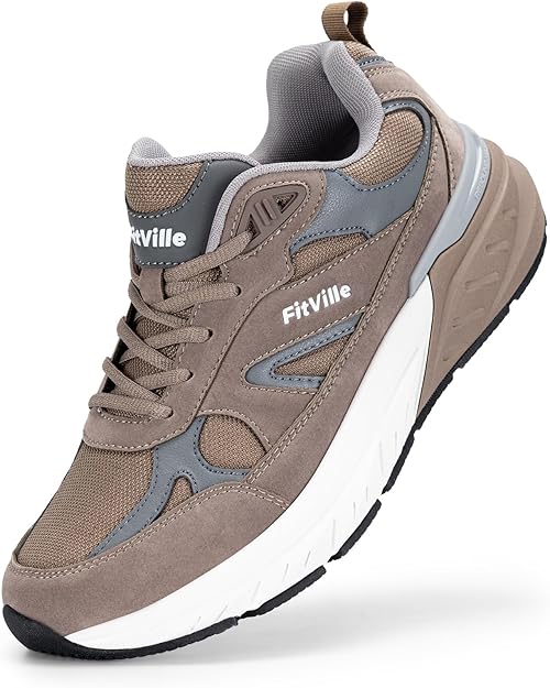 FitVille Wide Walking Shoes for Men Extra Wide Width Sneakers with Arch Support for Flat Feet Heel Pain Relief Plantar Fasciitis