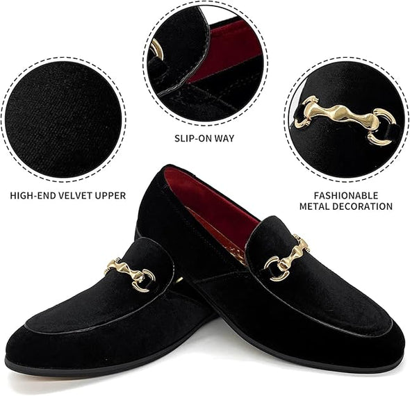 Fashion Velvet Loafer Slip-on Tuxedo Dress Shoes