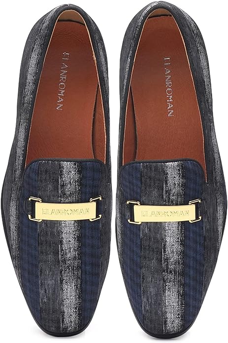 Men's Gold Buckle Loafers Fashion Pull-on Penny Party Wedding Shoes