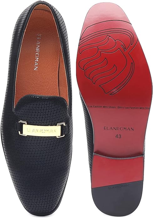 Men's Gold Buckle Loafers Fashion Pull-on Penny Party Wedding Shoes