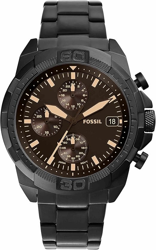 Fossil Men's Watch with Stainless Steel Bracelet or Genuine Leather Band, Chronograph or Three-Hand Analog Display