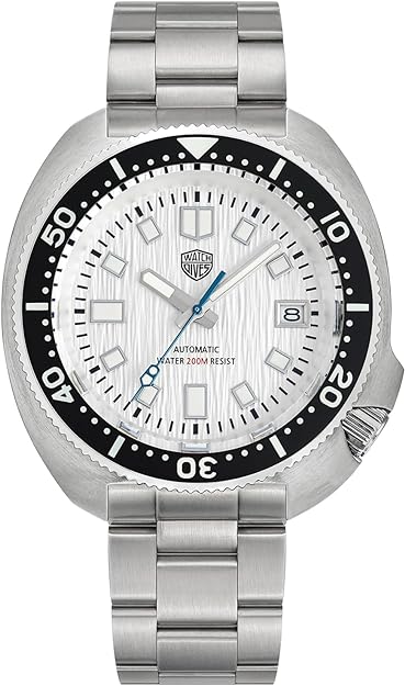 watchdives Automatic Diver Watches for Men, NH35 Movement 6105 Wristwatch 200M Sapphire Crystal Mens Watch with 316L Stainless Steel Bracelet Luminous Watch
