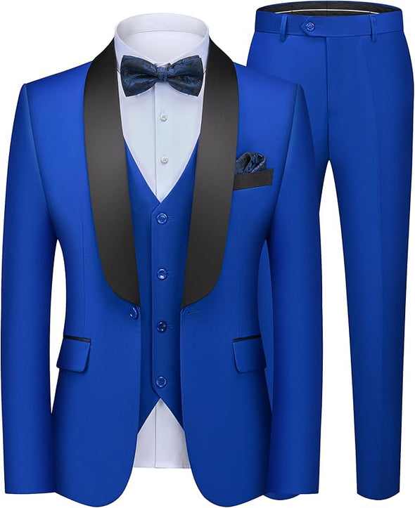 Men's 3 Piece Suit Slim Fit Solid One Button Party Wedding Tuxedo Suits Blazer Jacket Vest Pants Set