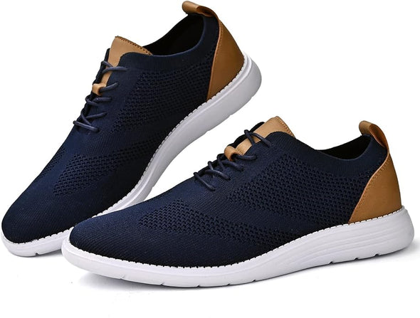 Men's Casual Dress Oxfords Sneakers Mesh Wingtip Business Shoes Lightweight Breathable Dress Shoes for Men