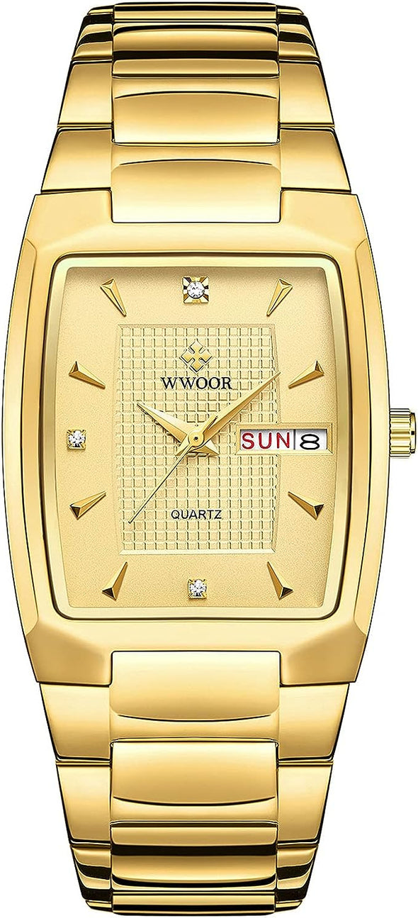 Square Watches for Men and Women Stainless Steel Mens Square Watch with Date Waterproof Analog Quartz Fashion Business Casual Wristwatch