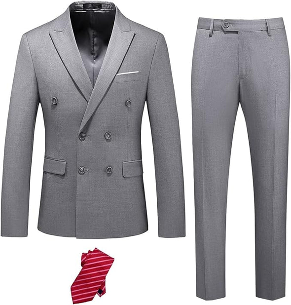 Men's Slim Fit 3 Piece Suit with Stretch Fabric, One Button Solid Blazer Vest Pants, Party Wedding Dress with Tie