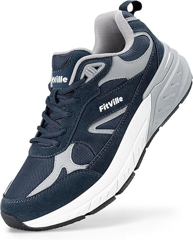 FitVille Wide Walking Shoes for Men Extra Wide Width Sneakers with Arch Support for Flat Feet Heel Pain Relief Plantar Fasciitis