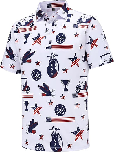 Men's Golf Polo Shirts Short Sleeve Performance Moisture Wicking Dry Fit Shirts