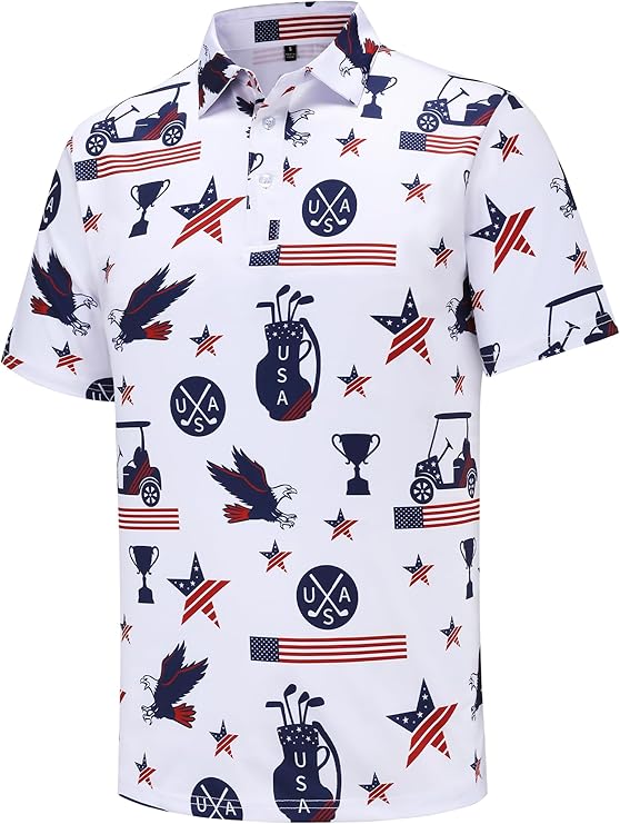 Men's Golf Polo Shirts Short Sleeve Performance Moisture Wicking Dry Fit Shirts