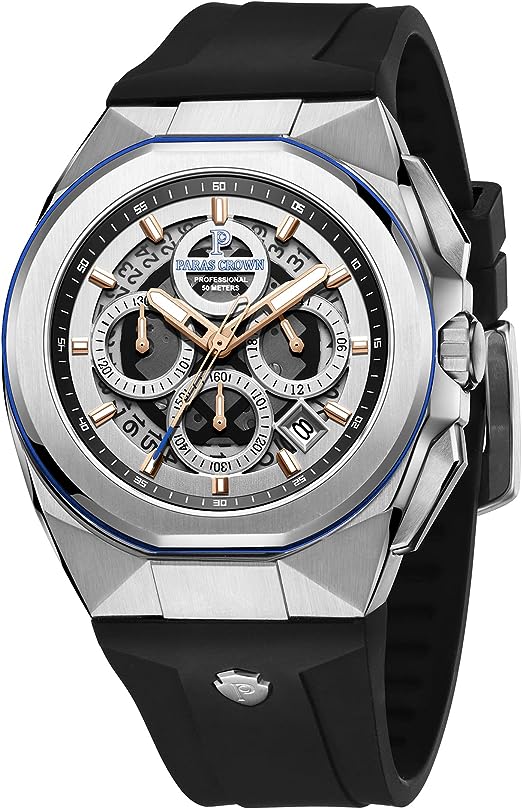 Paras Crown Watch for Men Waterproof Quartz Luxury Chronograph Analog Men's Wrist Watches