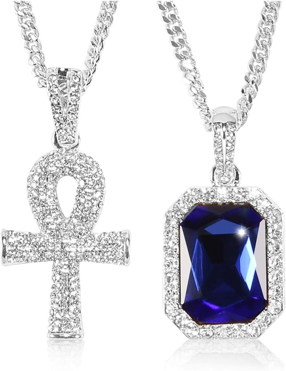 18K Gold Iced Out Cross Pendant 316L Stainless Steel Cuban Link Chain Necklace For Men Women