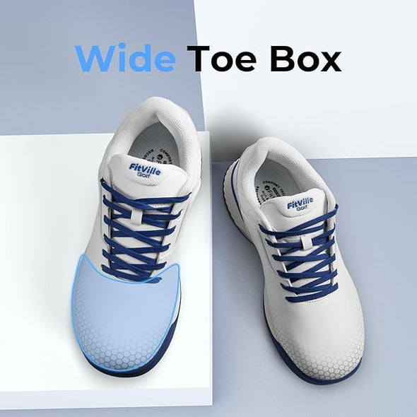 FitVille Wide & Extra Wide Mens Golf Shoes Professional Outdoor Waterproof Spiked Golf Shoes for Men