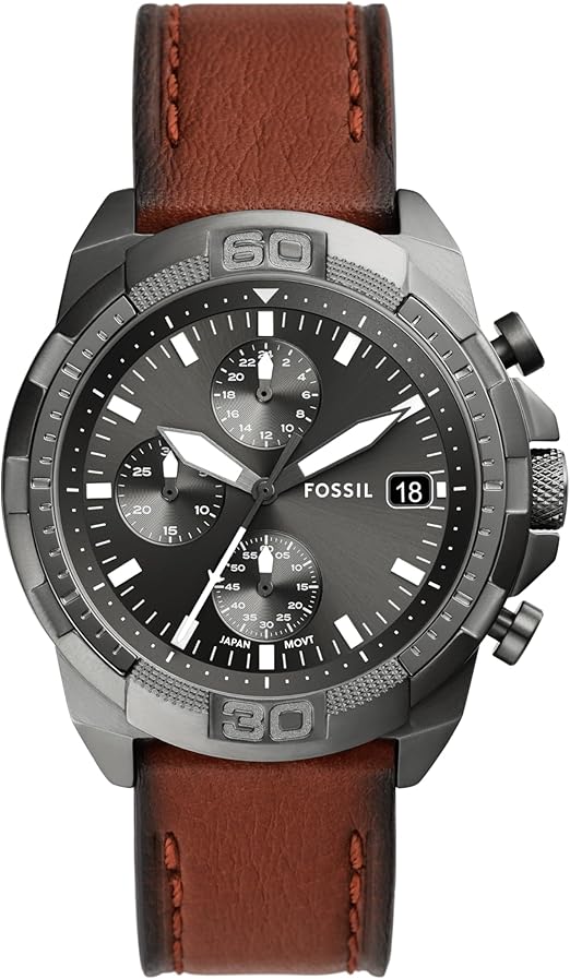 Fossil Men's Watch with Stainless Steel Bracelet or Genuine Leather Band, Chronograph or Three-Hand Analog Display