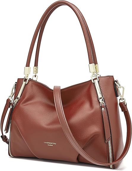 Genuine Leather Tote Handbag, Top-handle Purse and Handbags for Women Satchel Large Shoulder Bag