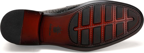 Classic Leather Dress Shoes for Men, Premium Alligator Printed Bussiness Dress Slip on Loafer for Mens