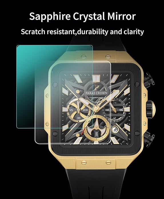 Mens Watches Ultra-Thin Square Stainless Steel case Silicone Strap with Analog Quartz for Chronograph Luminous Calendar Waterproof for Quartz Watch for Men