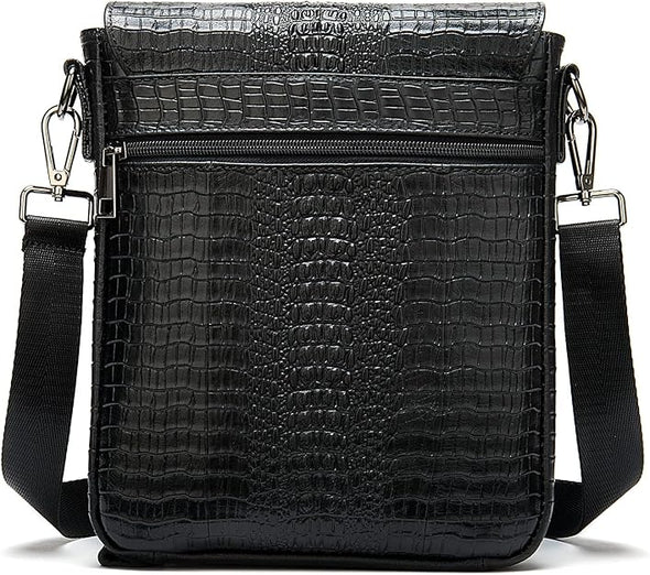 Leather Flap Messenger Bag for Men Small Crossbody Shoulder Bag Novelty Crocodile bag