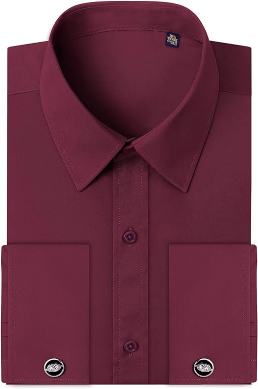 French Cuff Regular Fit Dress Shirts (Cufflink Included)