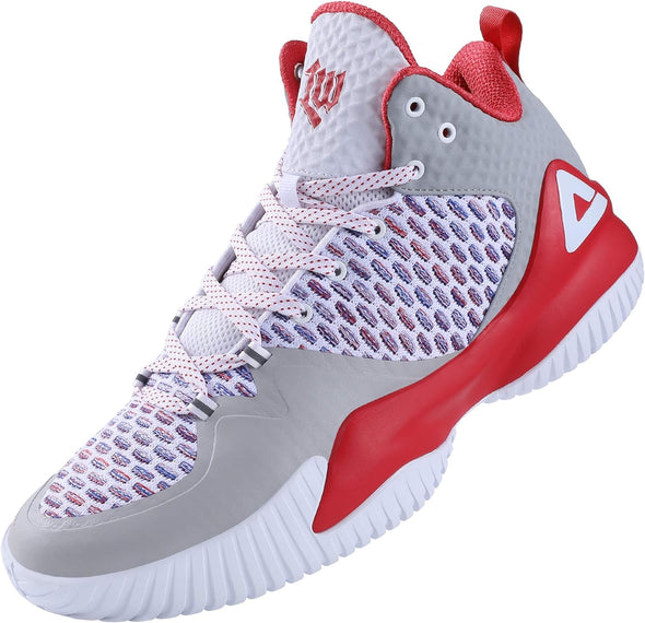 PEAK High Top Mens Basketball Shoes Lou Williams Streetball Master Breathable Non Slip Outdoor Sneakers Cushioning Workout Shoes for Fitness