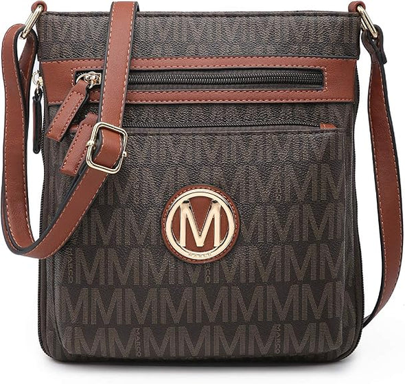 Crossbody Bags Purses for Women Trendy Multi Pockets Monogram Zip Shoulder Bags